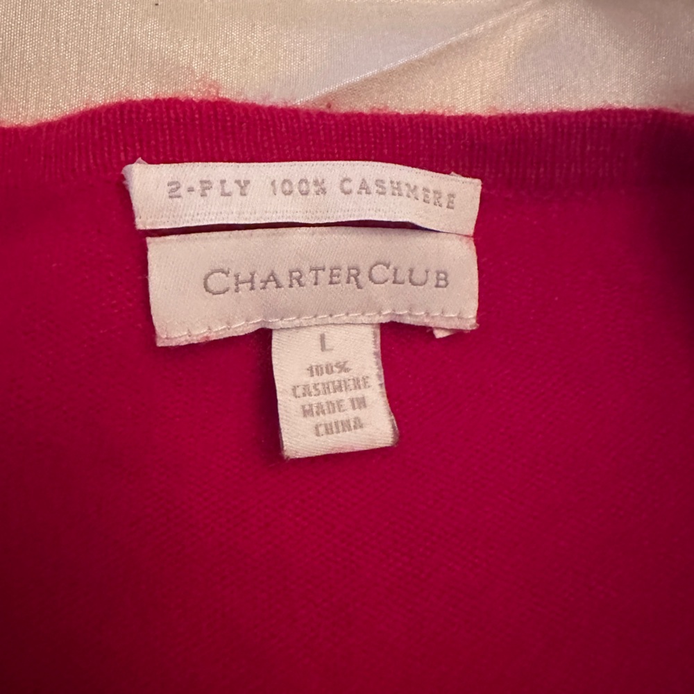 Charter Club Elegant 100% cashmere Red Lace design cardigan, L - Picture 3 of 6